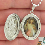 Divine Mercy Pendant Necklace with 24 Inch Bead Chain