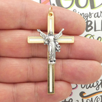 Gold and Silver Crucifix Pendant in Pewter