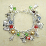 Christmas Charm Bracelets with Assorted Crystals and Charms