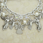 Angel Charm Bracelet with Crystals and Pearls