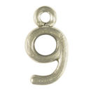 Sports Number Charm 9 in Antique Silver Pewter