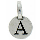 Round A Initial Charm Letter Silver Pewter