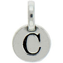 Round C Initial Charm Letter Silver Pewter