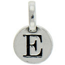 Round E Initial Charm Letter Silver Pewter