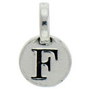 Round F Initial Charm Letter Silver Pewter