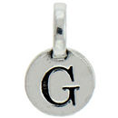 Round G Initial Charm Letter Silver Pewter