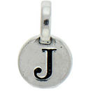 Round J Initial Charm Letter Silver Pewter