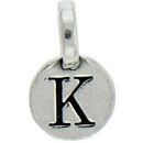 Round K Initial Charm Letter Silver Pewter