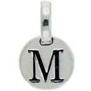 Round M Initial Charm Letter Silver Pewter