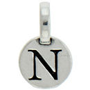 Round N Initial Charm Letter Silver Pewter