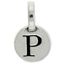 Round P Initial Charm Letter Silver Pewter