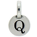 Round Q Initial Charm Letter Silver Pewter