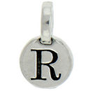 Round R Initial Charm Letter Silver Pewter