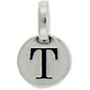 Round T Initial Charm Letter Silver Pewter