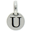 Round U Initial Charm Letter Silver Pewter