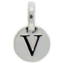 Round V Initial Charm Letter Silver Pewter