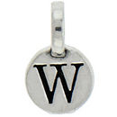 Round W Initial Charm Letter Silver Pewter