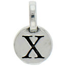 Round X Initial Charm Letter Silver Pewter