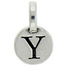 Round Y Initial Charm Letter Silver Pewter