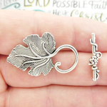 Grape Leaf Toggle Clasp Wholesale in Silver Pewter