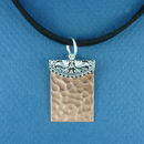 Rectangle 31-mm Engravable Hammered Copper Fashion Pendant with Bali Style Silver Tone Accent