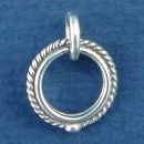 Toggle Clasp Rope Small with Bead Circle Sterling Silver